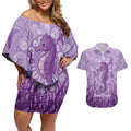 Australia Epilepsy Awareness Couples Matching Off Shoulder Short Dress and Hawaiian Shirt Seahorse Think Purple Ribbon Aboriginal - Aussie Hoodie