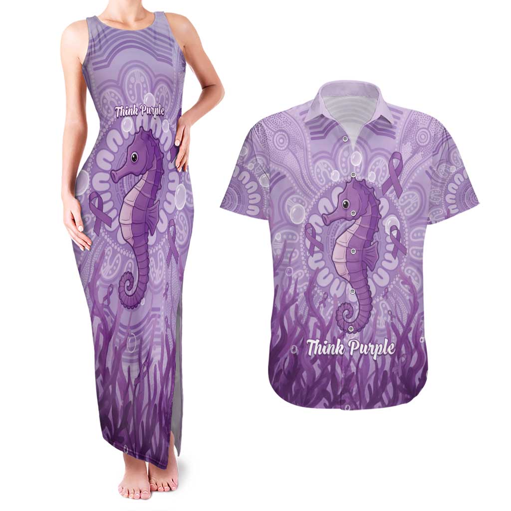 Australia Epilepsy Awareness Couples Matching Tank Maxi Dress and Hawaiian Shirt Seahorse Think Purple Ribbon Aboriginal - Aussie Hoodie