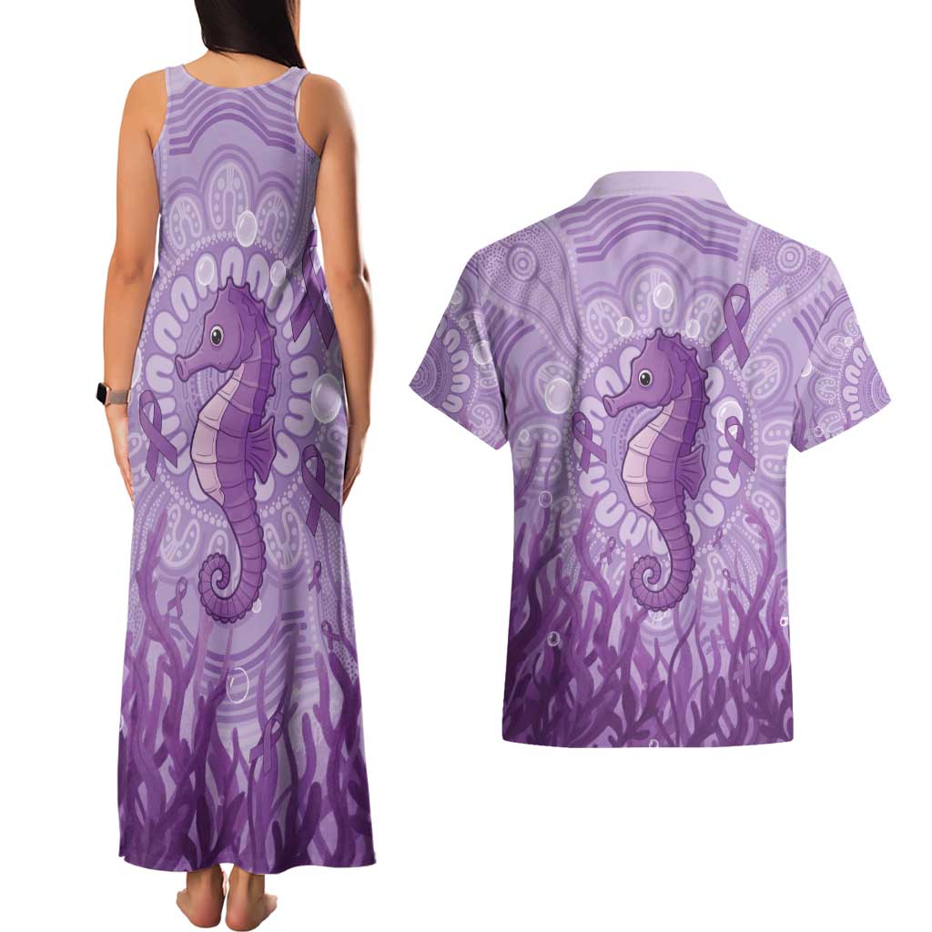 Australia Epilepsy Awareness Couples Matching Tank Maxi Dress and Hawaiian Shirt Seahorse Think Purple Ribbon Aboriginal - Aussie Hoodie