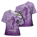 Australia Epilepsy Awareness Cross Shoulder Shirt Seahorse Think Purple Ribbon Aboriginal - Aussie Hoodie