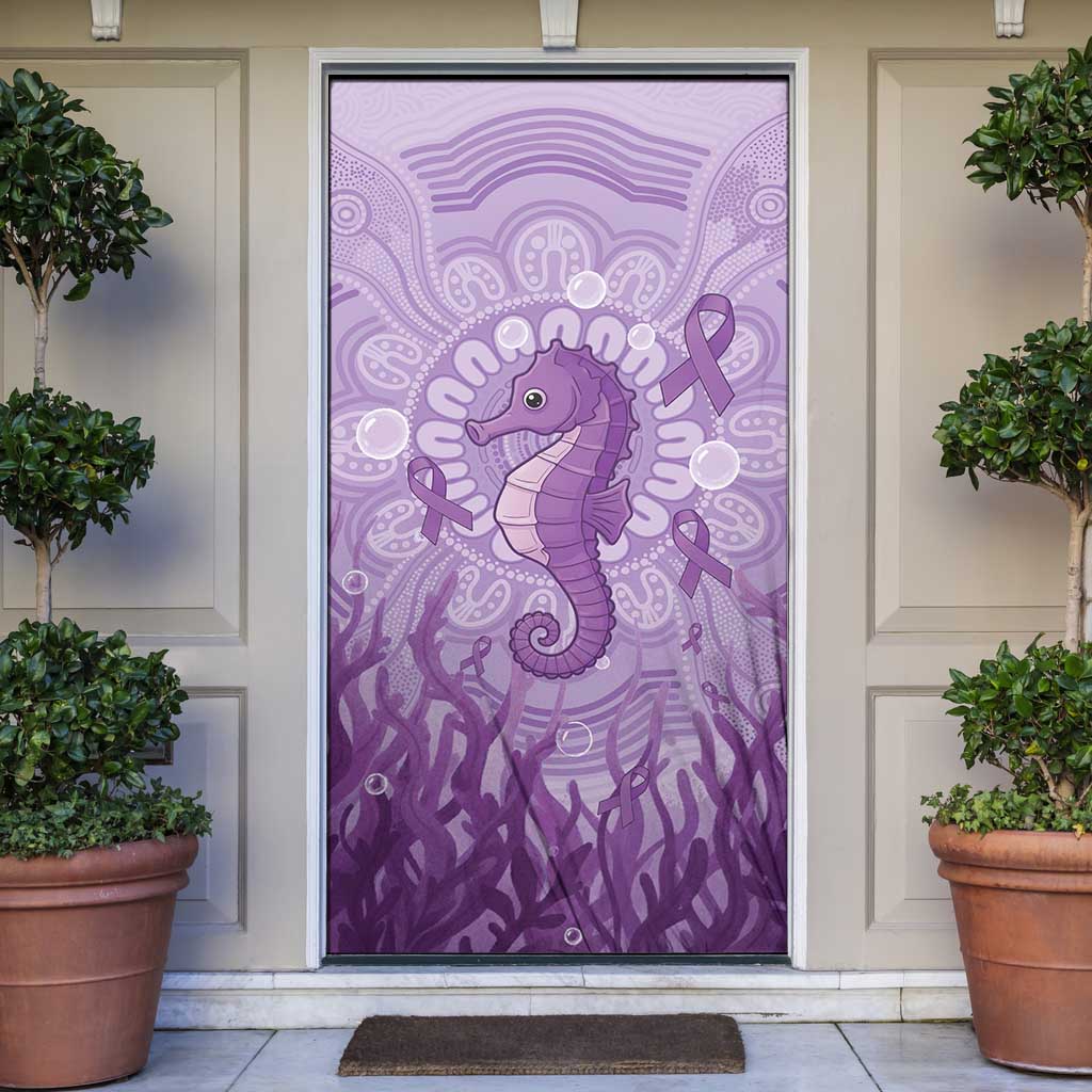 Australia Epilepsy Awareness Door Cover Seahorse Think Purple Ribbon Aboriginal - Aussie Hoodie