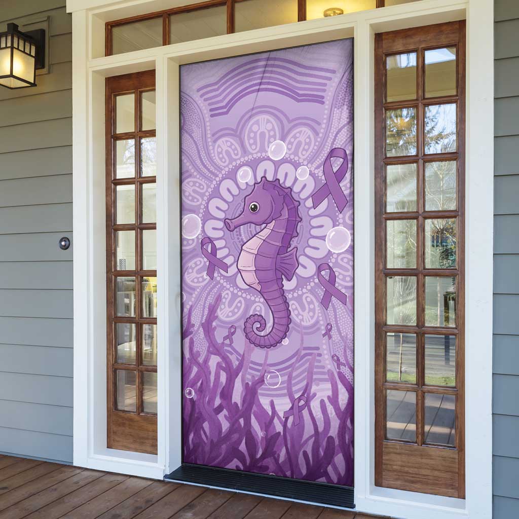 Australia Epilepsy Awareness Door Cover Seahorse Think Purple Ribbon Aboriginal - Aussie Hoodie