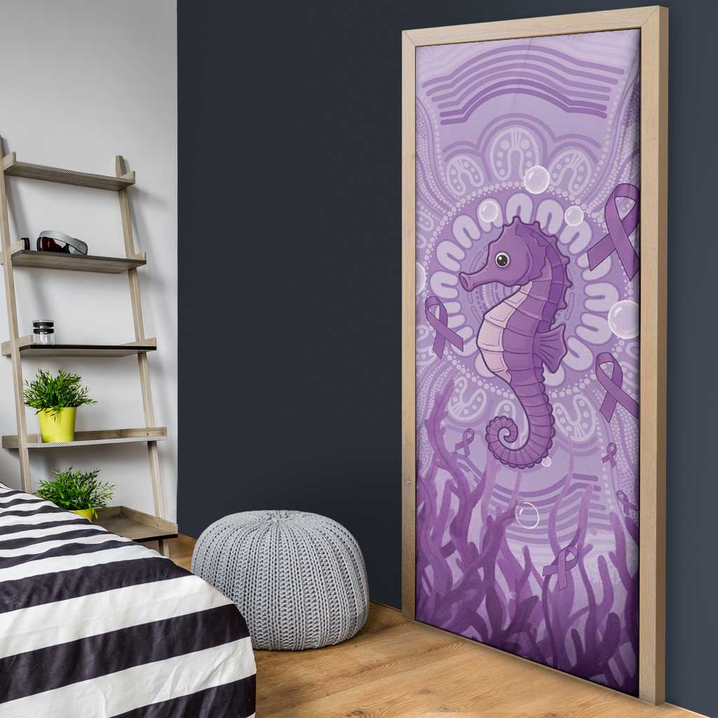 Australia Epilepsy Awareness Door Cover Seahorse Think Purple Ribbon Aboriginal - Aussie Hoodie
