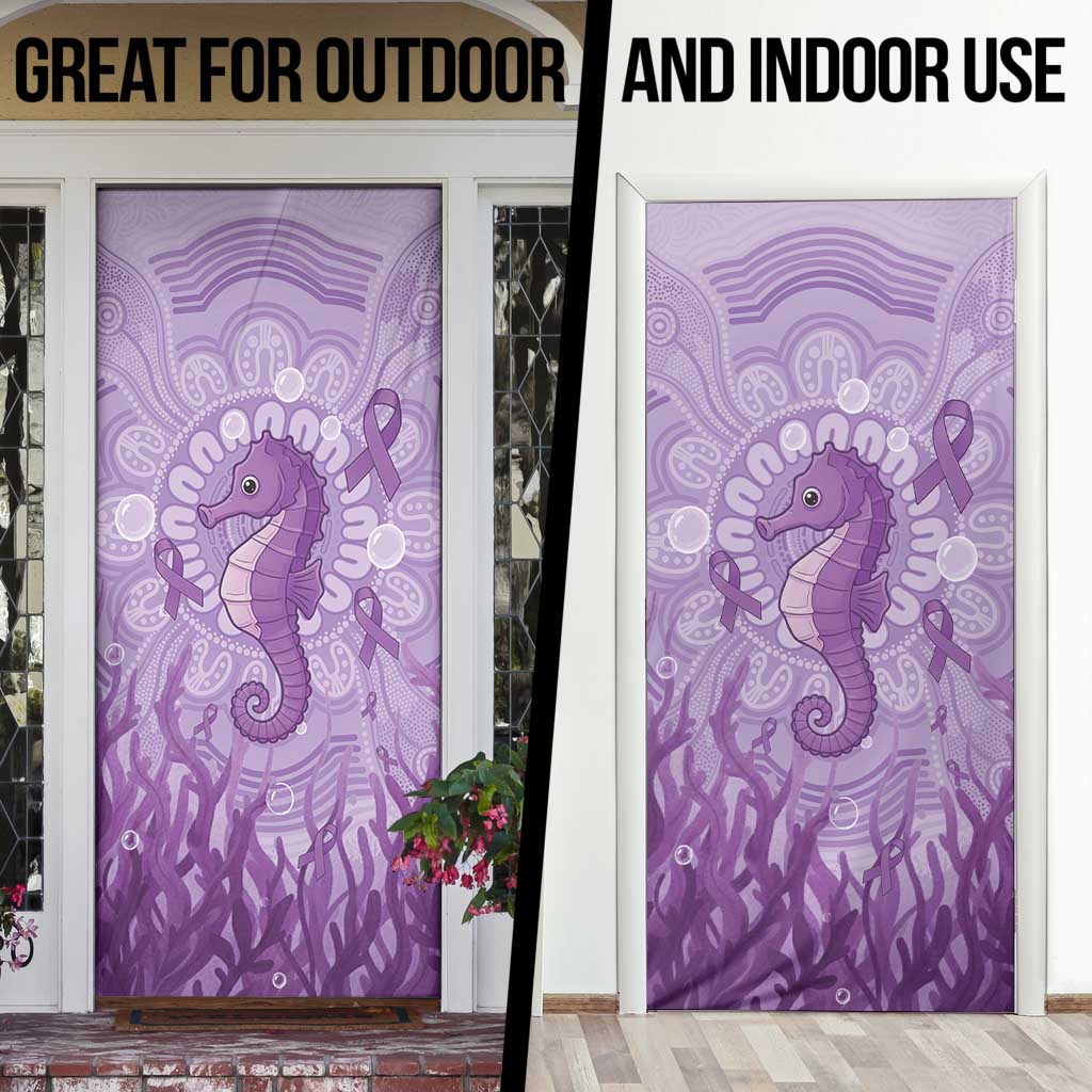 Australia Epilepsy Awareness Door Cover Seahorse Think Purple Ribbon Aboriginal - Aussie Hoodie