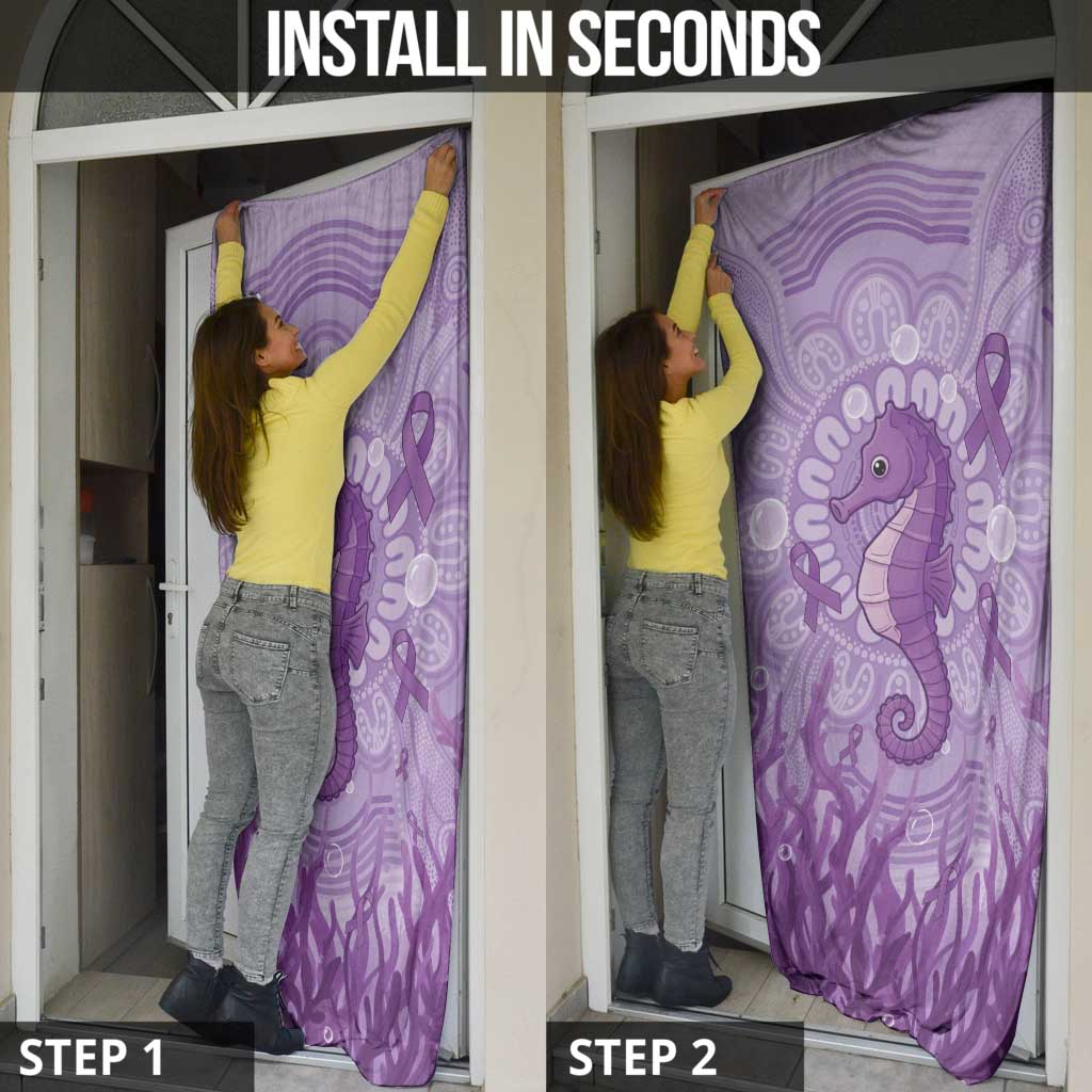Australia Epilepsy Awareness Door Cover Seahorse Think Purple Ribbon Aboriginal - Aussie Hoodie