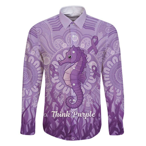 Australia Epilepsy Awareness Family Matching Mermaid Dress and Hawaiian Shirt Seahorse Think Purple Ribbon Aboriginal - Aussie Hoodie