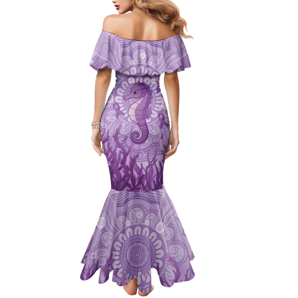 Australia Epilepsy Awareness Family Matching Mermaid Dress and Hawaiian Shirt Seahorse Think Purple Ribbon Aboriginal - Aussie Hoodie