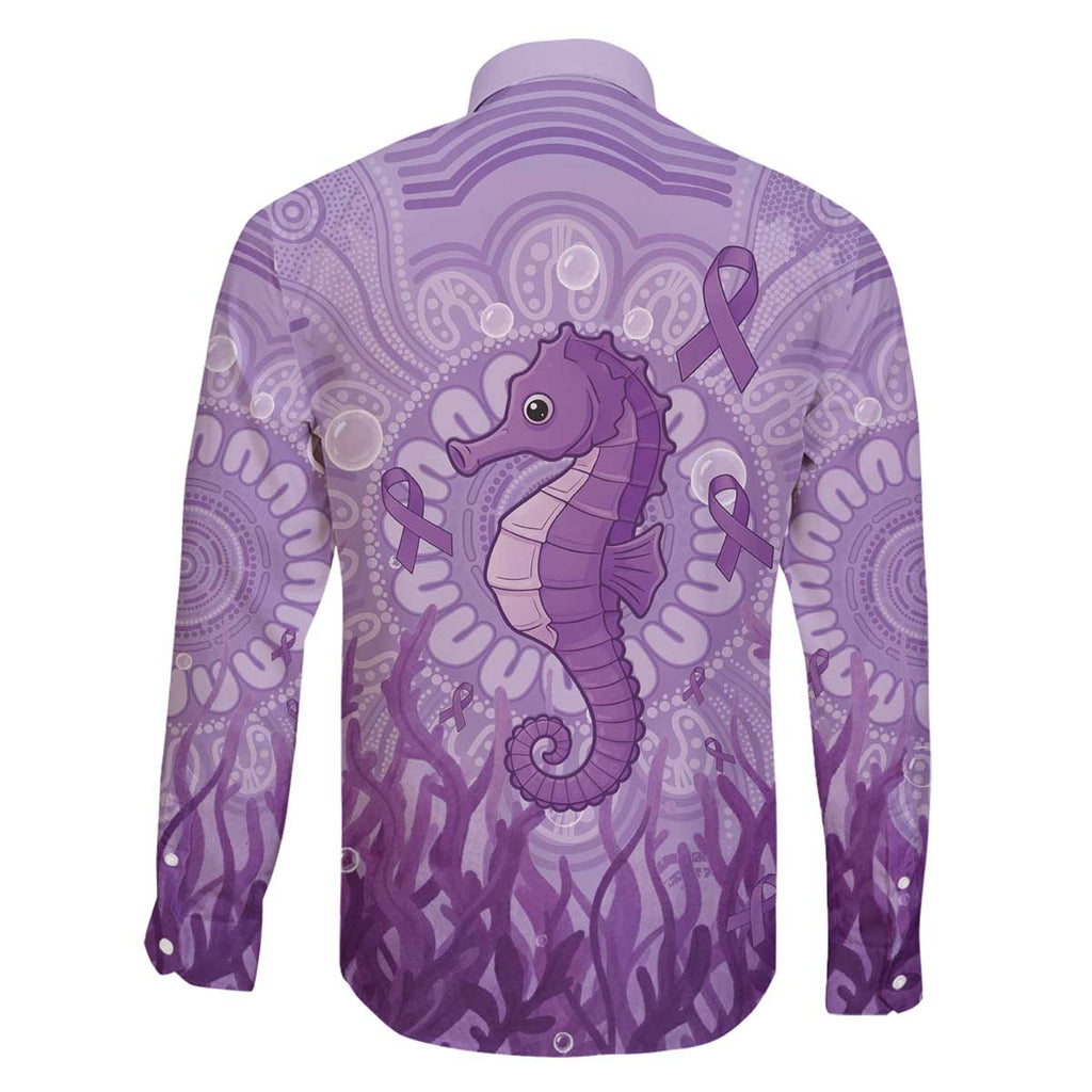 Australia Epilepsy Awareness Family Matching Off The Shoulder Long Sleeve Dress and Hawaiian Shirt Seahorse Think Purple Ribbon Aboriginal - Aussie Hoodie