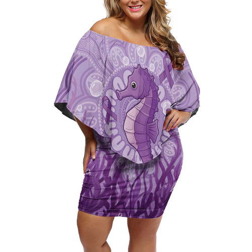 Australia Epilepsy Awareness Family Matching Off Shoulder Short Dress and Hawaiian Shirt Seahorse Think Purple Ribbon Aboriginal - Aussie Hoodie