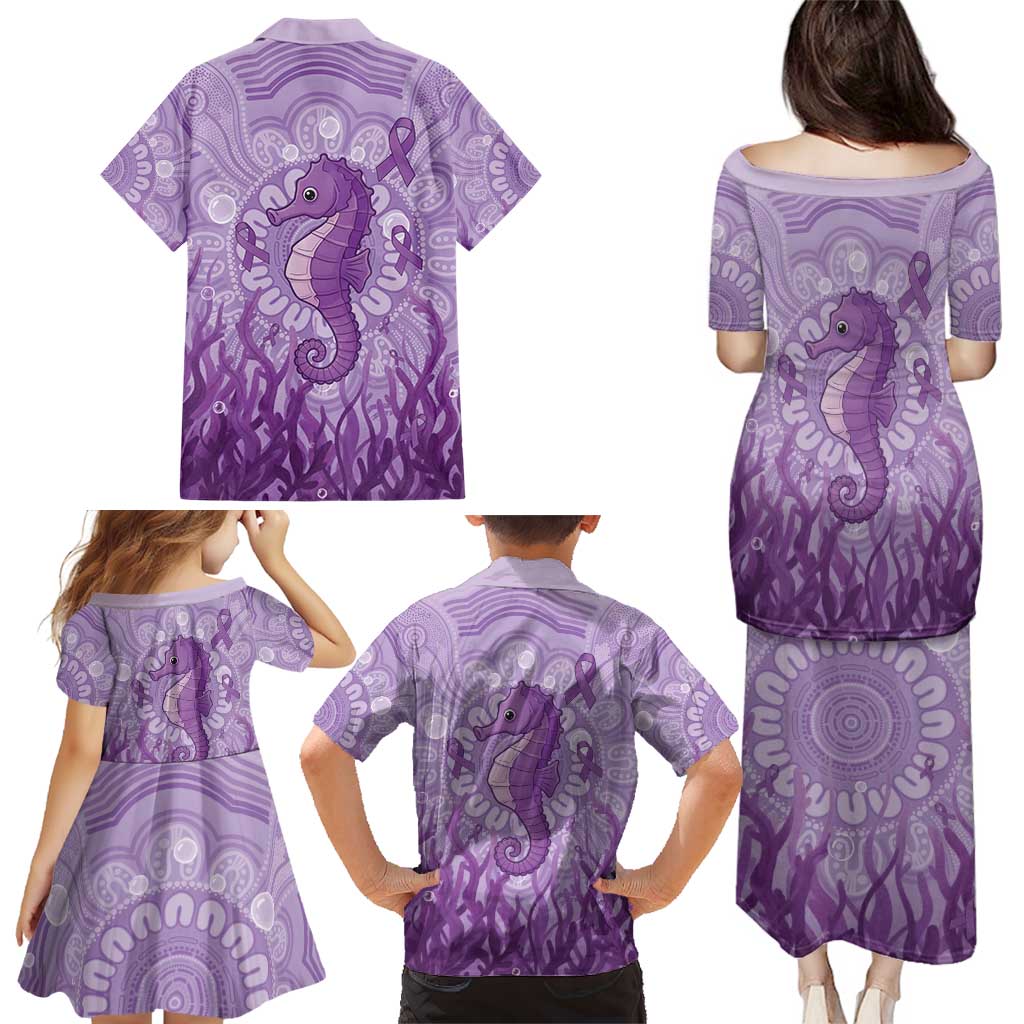 Australia Epilepsy Awareness Family Matching Puletasi and Hawaiian Shirt Seahorse Think Purple Ribbon Aboriginal - Aussie Hoodie