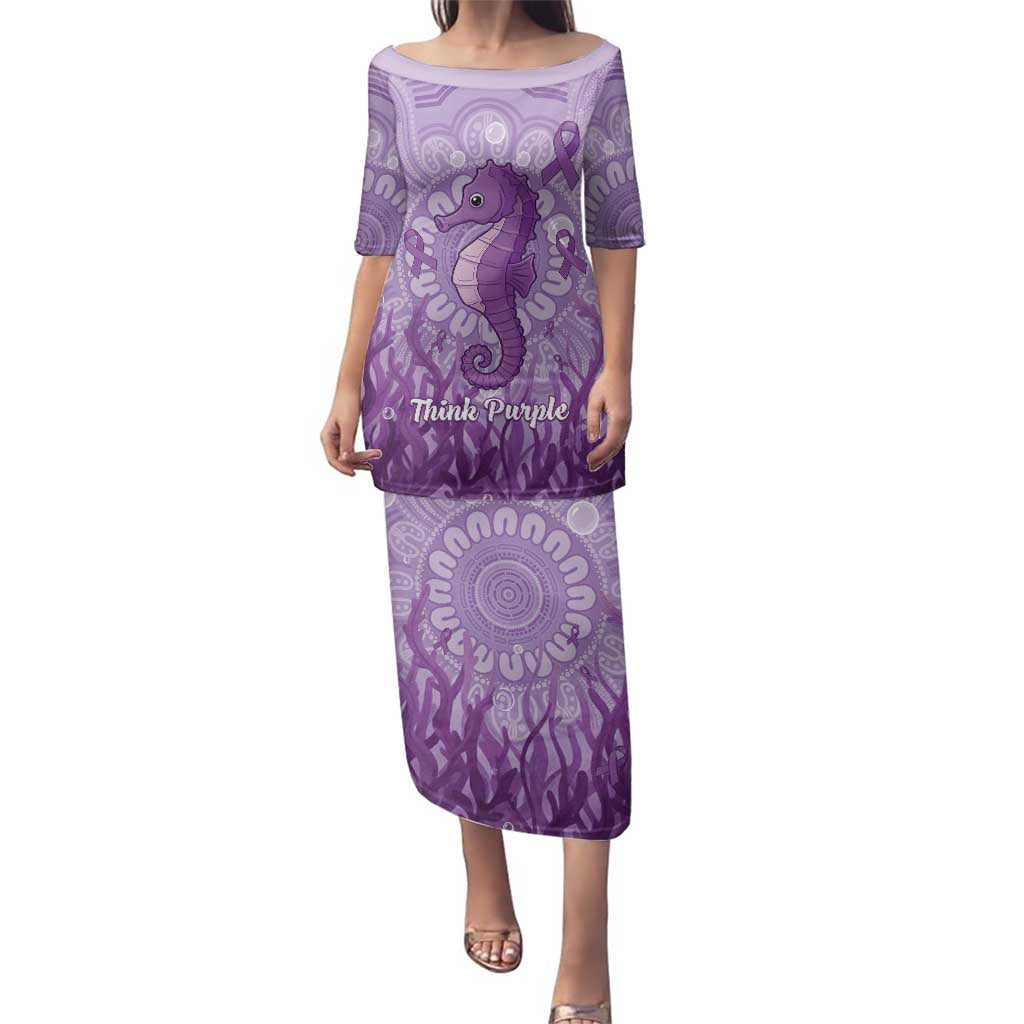 Australia Epilepsy Awareness Family Matching Puletasi and Hawaiian Shirt Seahorse Think Purple Ribbon Aboriginal - Aussie Hoodie