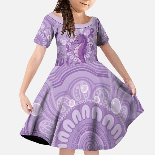 Australia Epilepsy Awareness Family Matching Short Sleeve Bodycon Dress and Hawaiian Shirt Seahorse Think Purple Ribbon Aboriginal - Aussie Hoodie