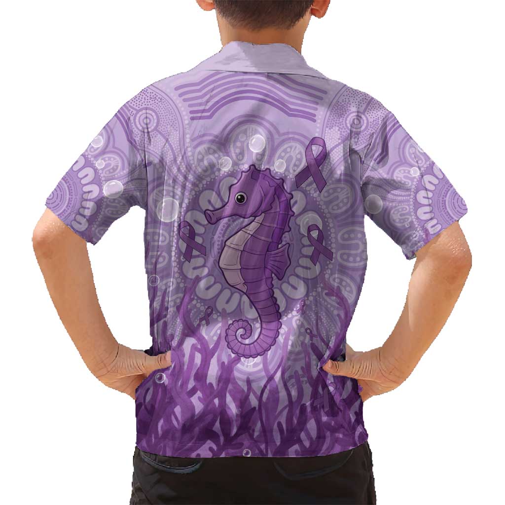 Australia Epilepsy Awareness Family Matching Summer Maxi Dress and Hawaiian Shirt Seahorse Think Purple Ribbon Aboriginal - Aussie Hoodie