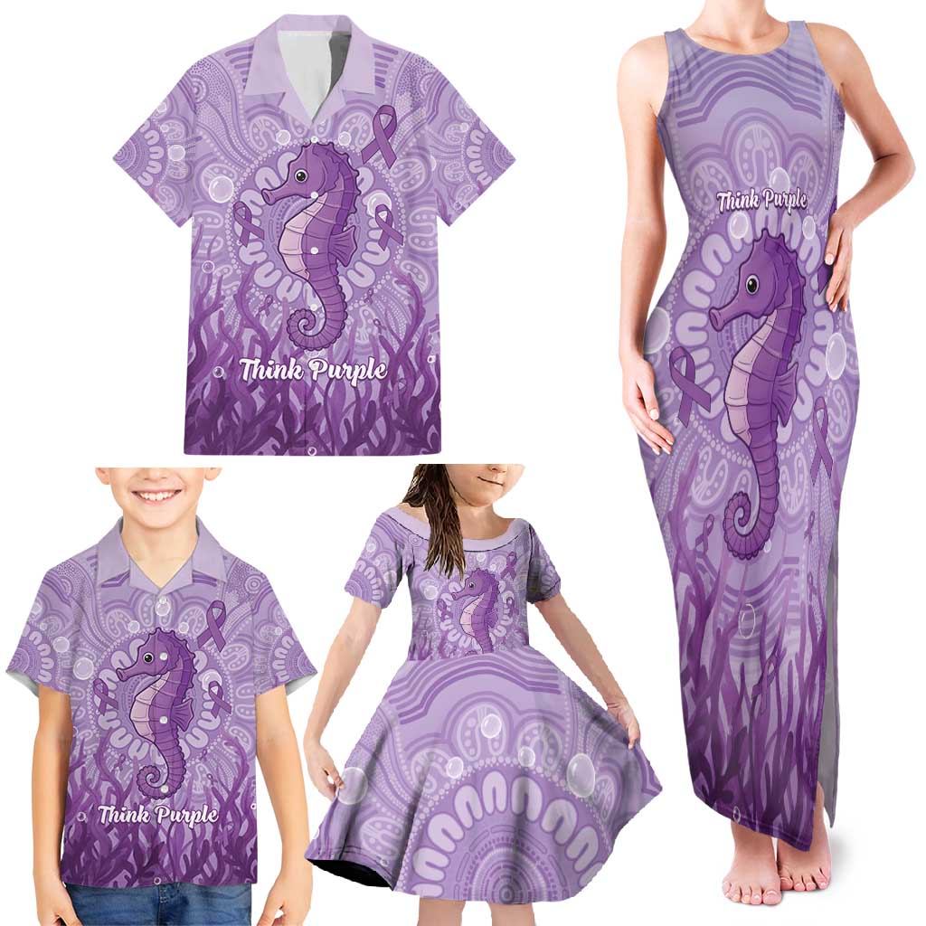 Australia Epilepsy Awareness Family Matching Tank Maxi Dress and Hawaiian Shirt Seahorse Think Purple Ribbon Aboriginal - Aussie Hoodie