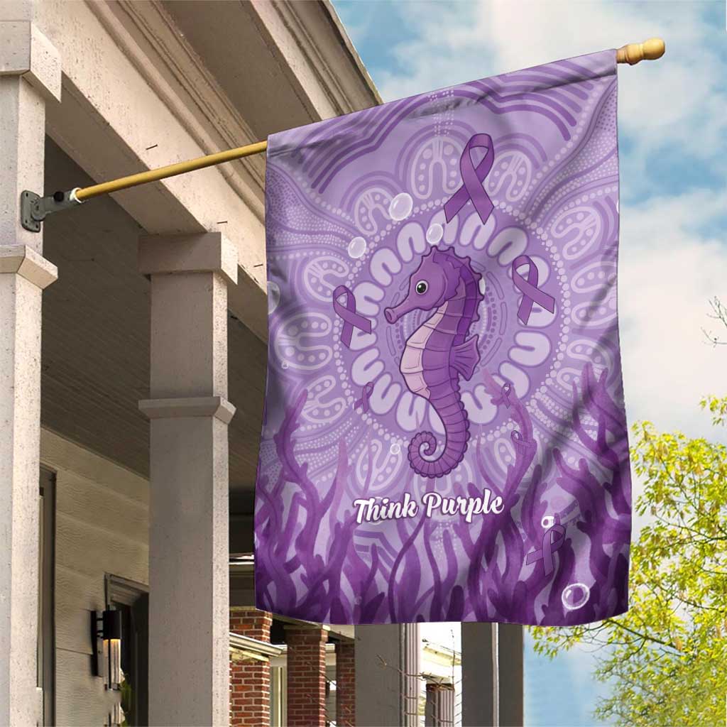Australia Epilepsy Awareness Garden Flag Seahorse Think Purple Ribbon Aboriginal - Aussie Hoodie