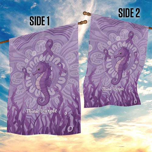 Australia Epilepsy Awareness Garden Flag Seahorse Think Purple Ribbon Aboriginal - Aussie Hoodie