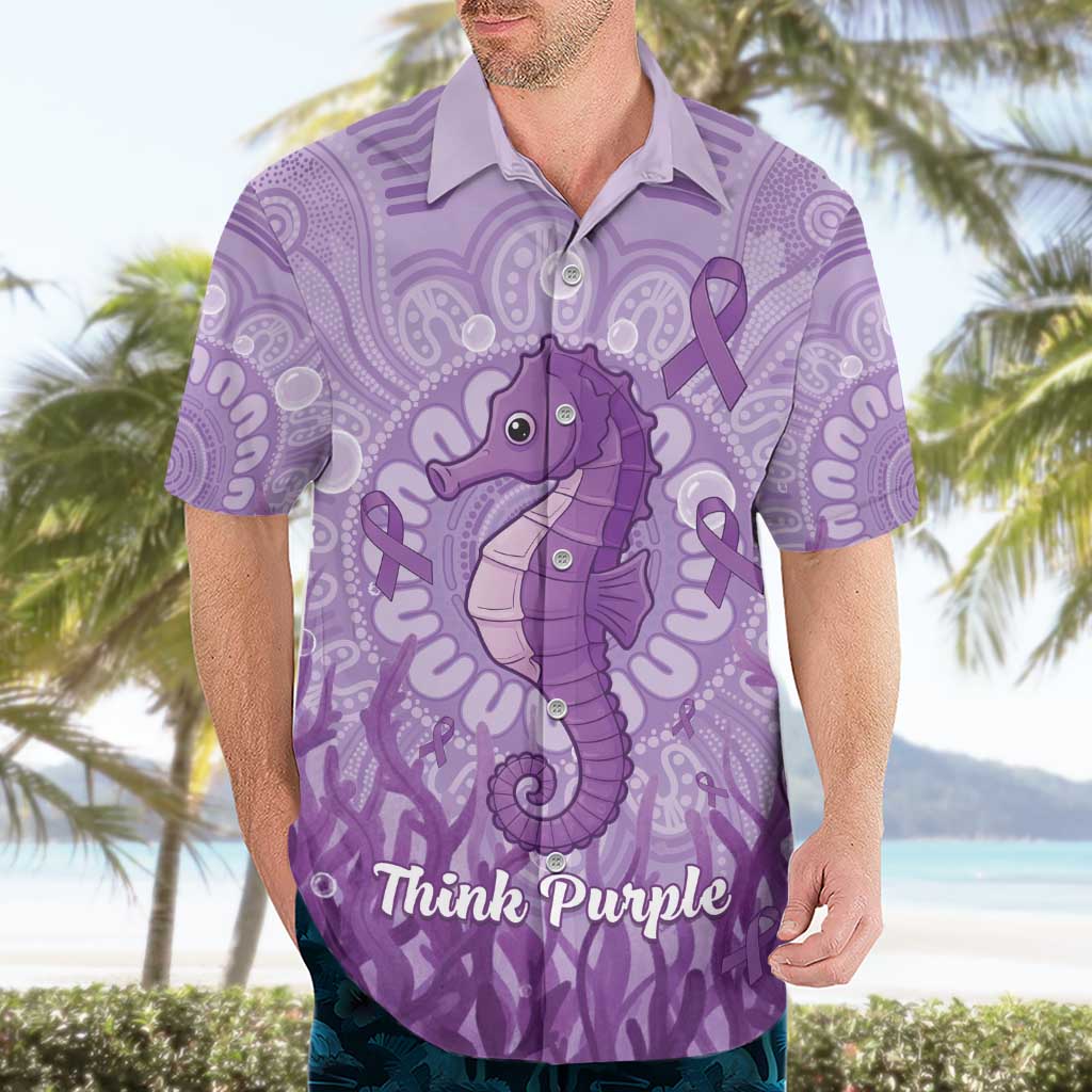 Australia Epilepsy Awareness Hawaiian Shirt Seahorse Think Purple Ribbon Aboriginal - Aussie Hoodie