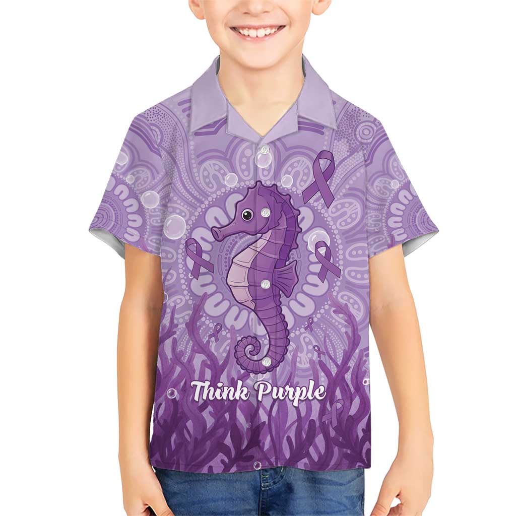 Australia Epilepsy Awareness Hawaiian Shirt Seahorse Think Purple Ribbon Aboriginal - Aussie Hoodie