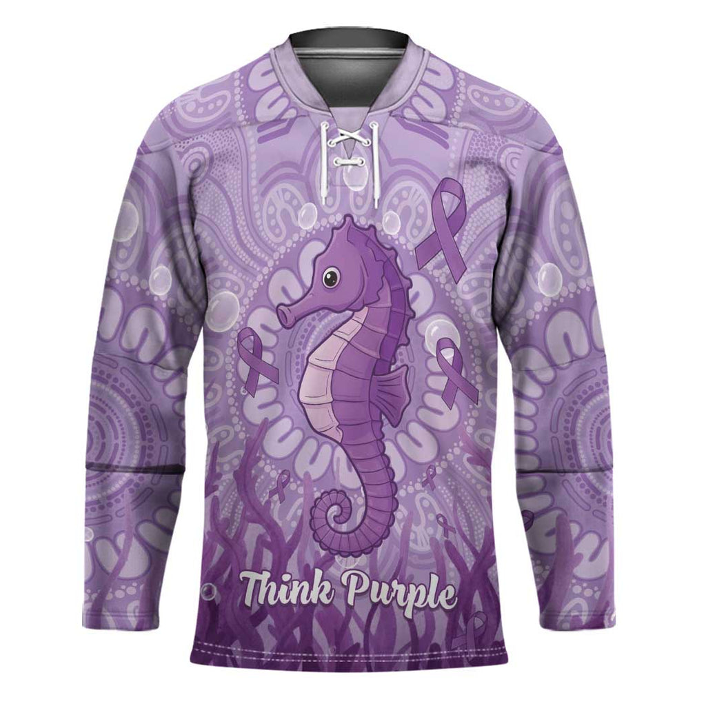Australia Epilepsy Awareness Hockey Jersey Seahorse Think Purple Ribbon Aboriginal - Aussie Hoodie