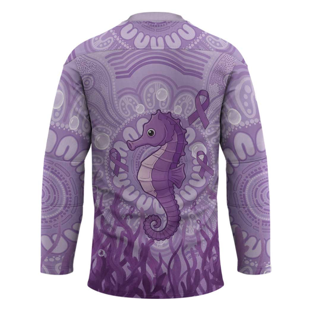Australia Epilepsy Awareness Hockey Jersey Seahorse Think Purple Ribbon Aboriginal - Aussie Hoodie