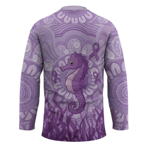 Australia Epilepsy Awareness Hockey Jersey Seahorse Think Purple Ribbon Aboriginal - Aussie Hoodie
