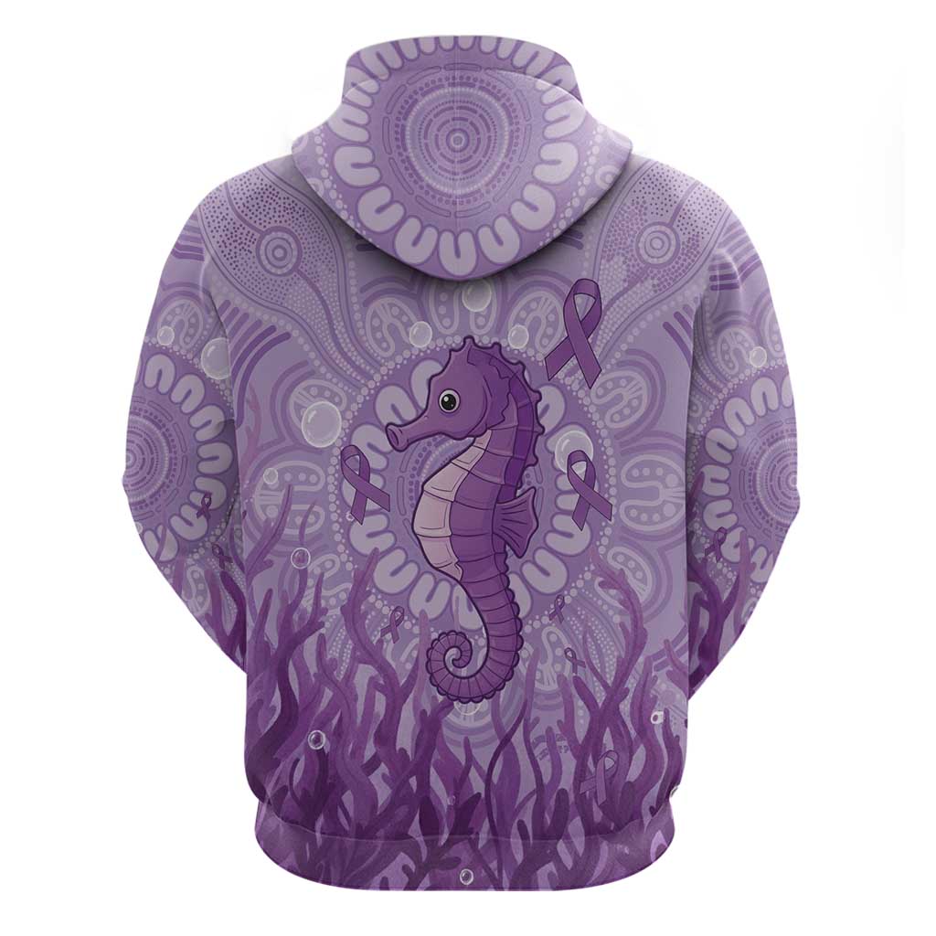 Australia Epilepsy Awareness Hoodie Seahorse Think Purple Ribbon Aboriginal - Aussie Hoodie