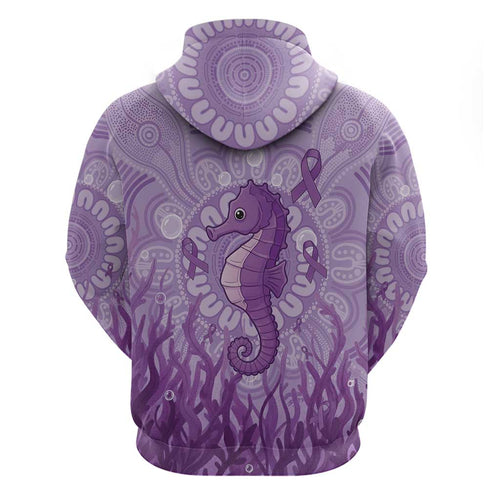 Australia Epilepsy Awareness Hoodie Seahorse Think Purple Ribbon Aboriginal - Aussie Hoodie
