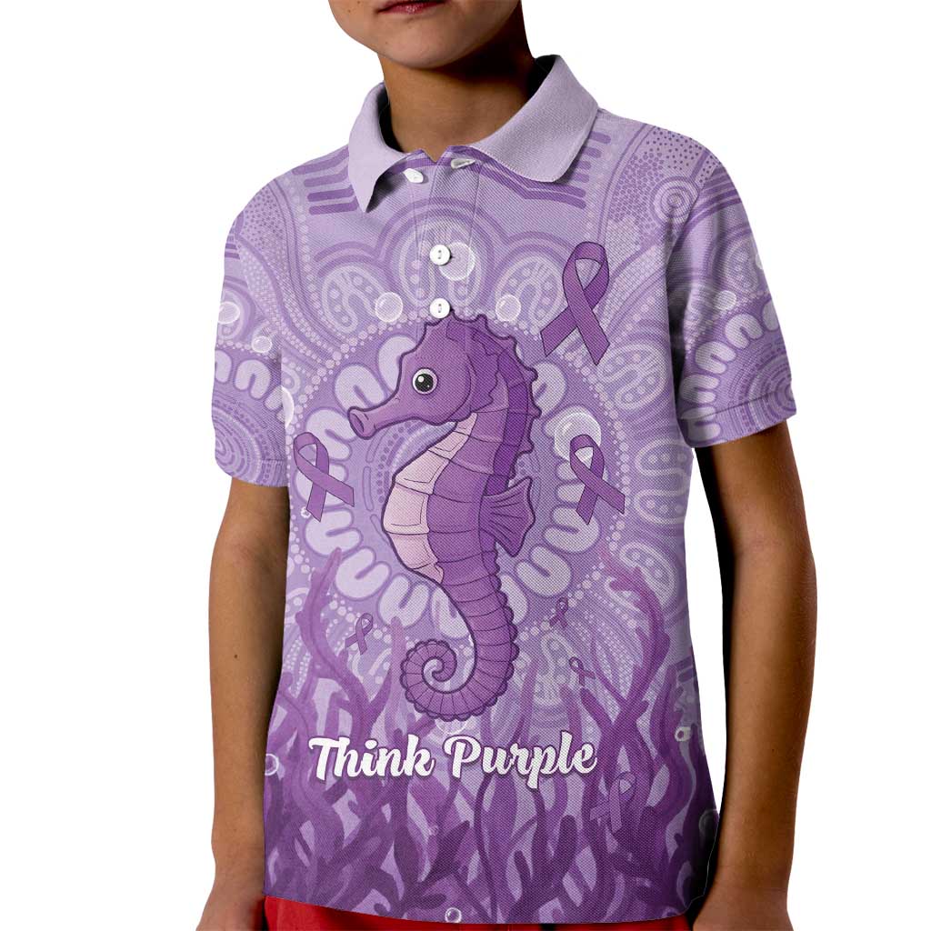 Australia Epilepsy Awareness Kid Polo Shirt Seahorse Think Purple Ribbon Aboriginal - Aussie Hoodie