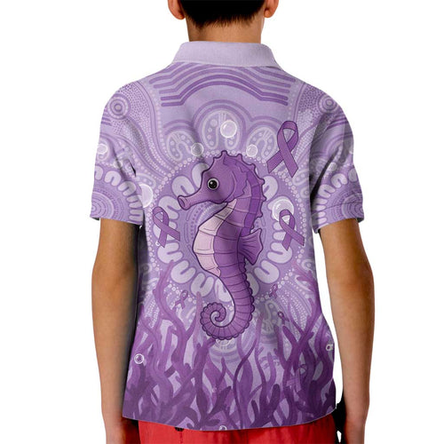 Australia Epilepsy Awareness Kid Polo Shirt Seahorse Think Purple Ribbon Aboriginal - Aussie Hoodie