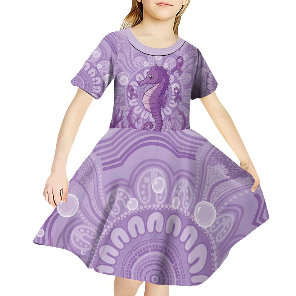 Australia Epilepsy Awareness Kid Short Sleeve Dress Seahorse Think Purple Ribbon Aboriginal - Aussie Hoodie