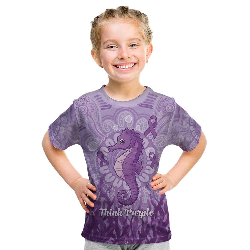Australia Epilepsy Awareness Kid T Shirt Seahorse Think Purple Ribbon Aboriginal - Aussie Hoodie