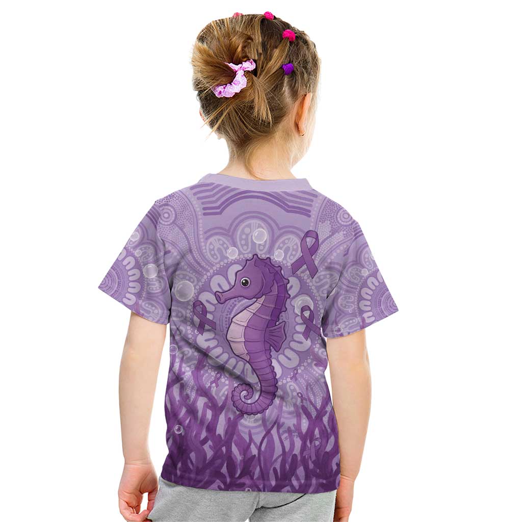 Australia Epilepsy Awareness Kid T Shirt Seahorse Think Purple Ribbon Aboriginal - Aussie Hoodie