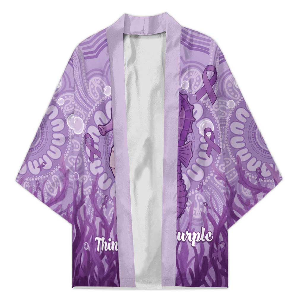 Australia Epilepsy Awareness Kimono Seahorse Think Purple Ribbon Aboriginal - Aussie Hoodie