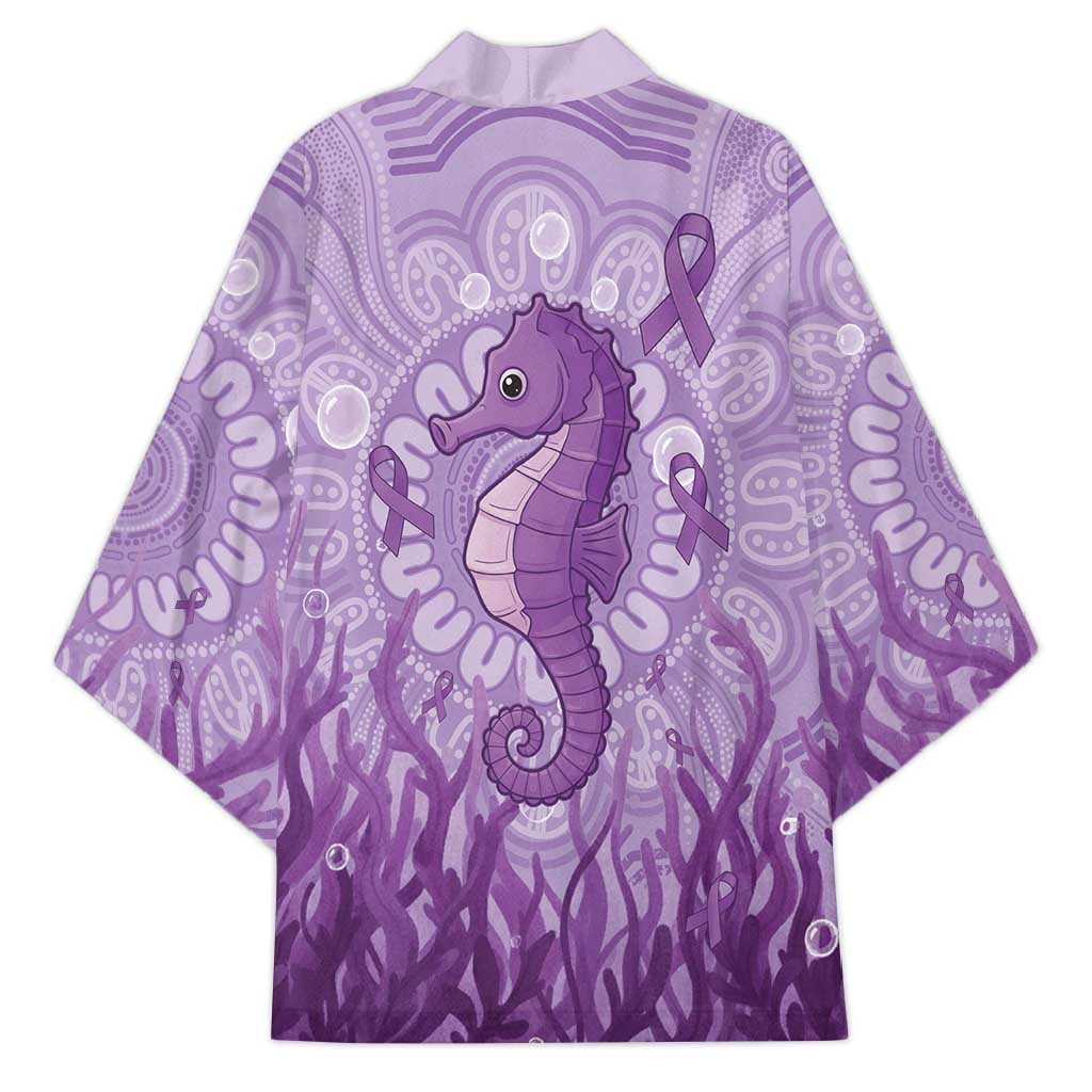 Australia Epilepsy Awareness Kimono Seahorse Think Purple Ribbon Aboriginal - Aussie Hoodie