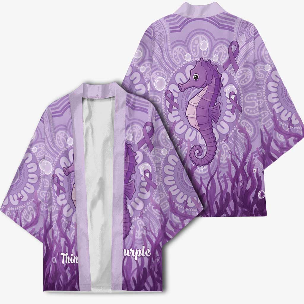 Australia Epilepsy Awareness Kimono Seahorse Think Purple Ribbon Aboriginal - Aussie Hoodie