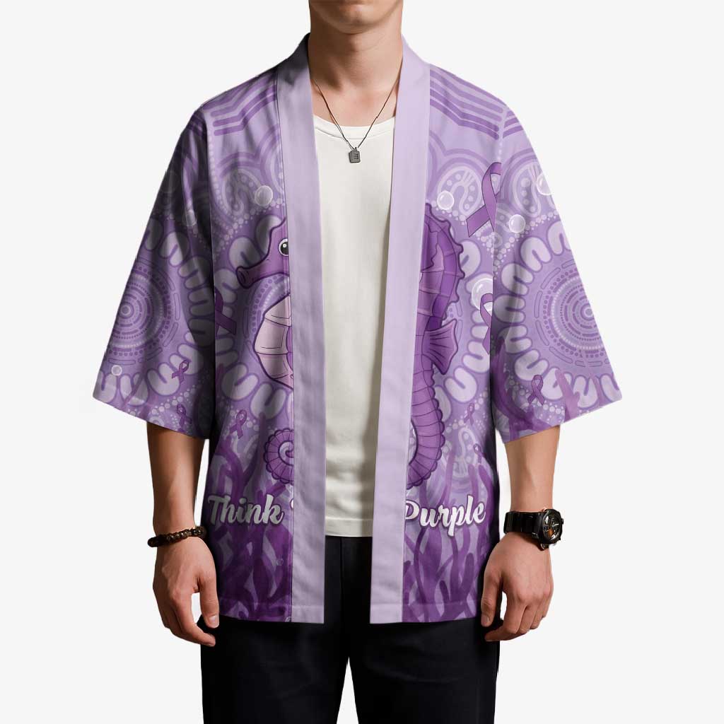 Australia Epilepsy Awareness Kimono Seahorse Think Purple Ribbon Aboriginal - Aussie Hoodie