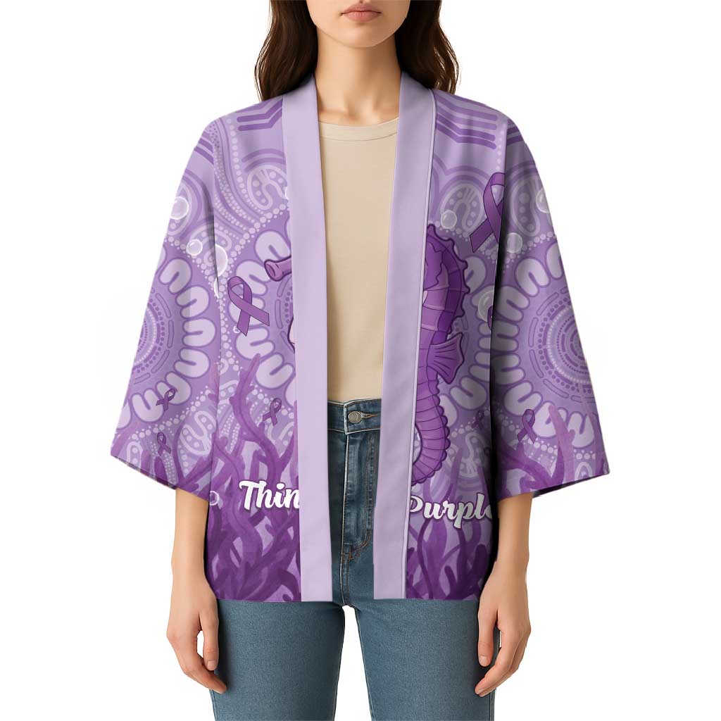 Australia Epilepsy Awareness Kimono Seahorse Think Purple Ribbon Aboriginal - Aussie Hoodie