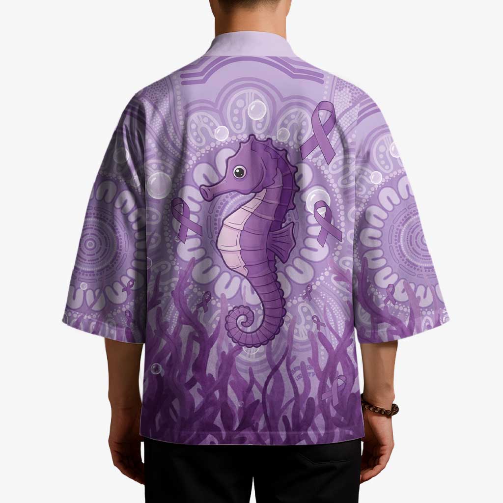 Australia Epilepsy Awareness Kimono Seahorse Think Purple Ribbon Aboriginal - Aussie Hoodie