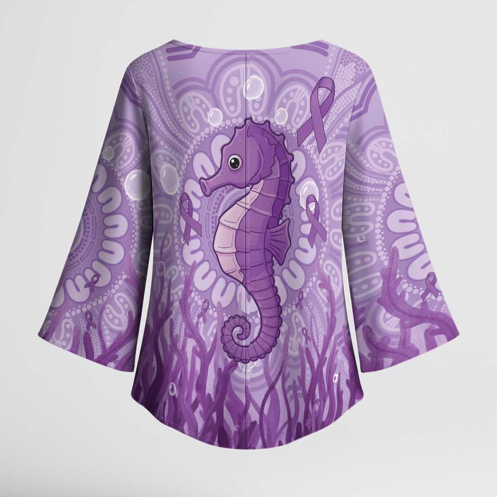 Australia Epilepsy Awareness Kimono Sleeve Blouse Seahorse Think Purple Ribbon Aboriginal - Aussie Hoodie