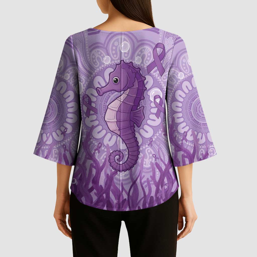 Australia Epilepsy Awareness Kimono Sleeve Blouse Seahorse Think Purple Ribbon Aboriginal - Aussie Hoodie
