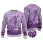Australia Epilepsy Awareness Ugly Christmas Sweater Seahorse Think Purple Ribbon Aboriginal - Aussie Hoodie