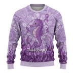 Australia Epilepsy Awareness Ugly Christmas Sweater Seahorse Think Purple Ribbon Aboriginal - Aussie Hoodie