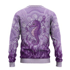 Australia Epilepsy Awareness Ugly Christmas Sweater Seahorse Think Purple Ribbon Aboriginal - Aussie Hoodie