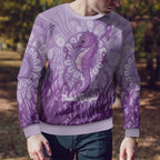 Australia Epilepsy Awareness Ugly Christmas Sweater Seahorse Think Purple Ribbon Aboriginal - Aussie Hoodie