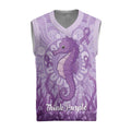 Australia Epilepsy Awareness Christmas Knitted V-Neck Vest Seahorse Think Purple Ribbon Aboriginal - Aussie Hoodie