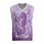 Australia Epilepsy Awareness Christmas Knitted V-Neck Vest Seahorse Think Purple Ribbon Aboriginal - Aussie Hoodie