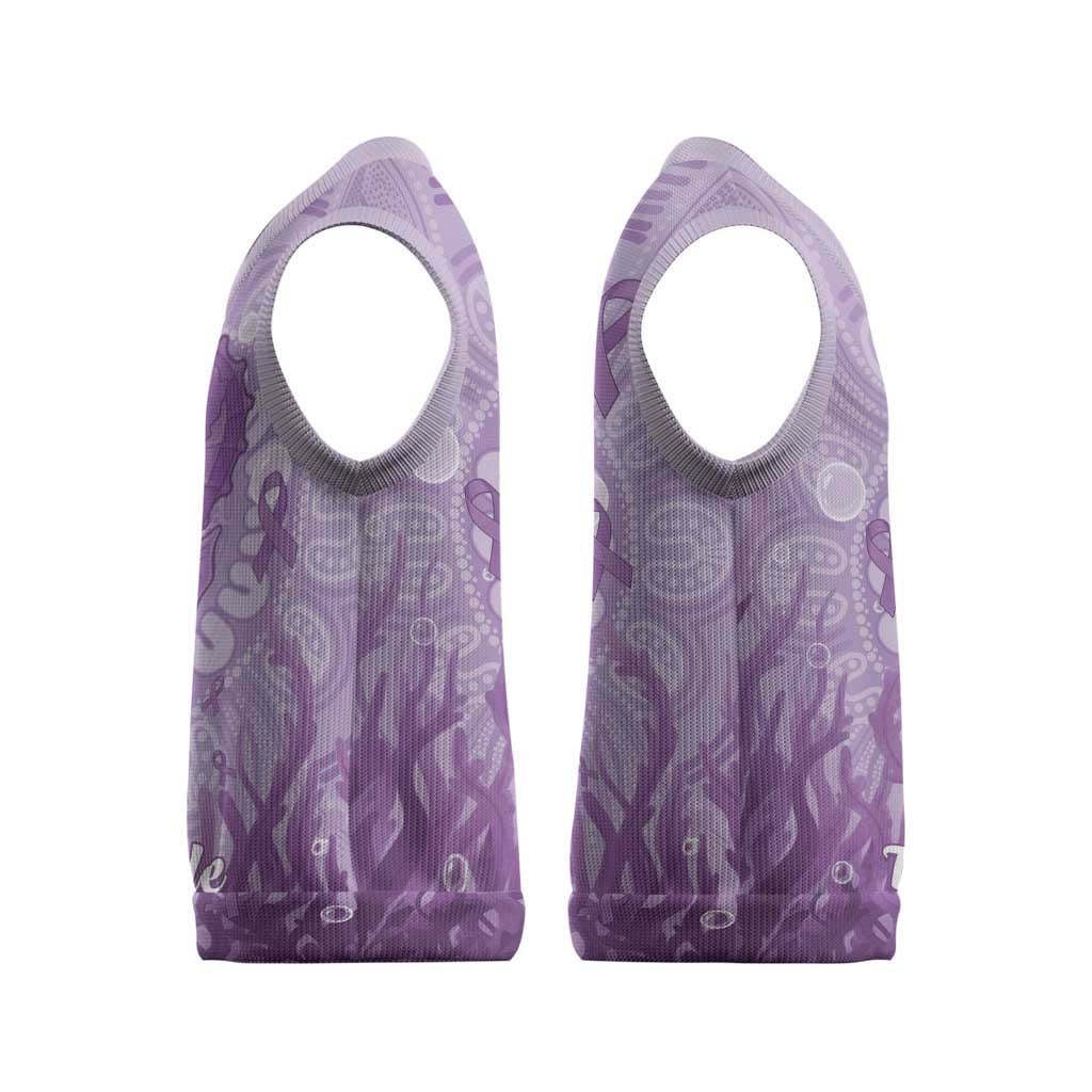 Australia Epilepsy Awareness Christmas Knitted V-Neck Vest Seahorse Think Purple Ribbon Aboriginal - Aussie Hoodie