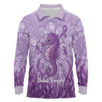 Australia Epilepsy Awareness Long Sleeve Polo Shirt Seahorse Think Purple Ribbon Aboriginal - Aussie Hoodie