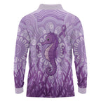 Australia Epilepsy Awareness Long Sleeve Polo Shirt Seahorse Think Purple Ribbon Aboriginal - Aussie Hoodie
