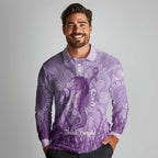 Australia Epilepsy Awareness Long Sleeve Polo Shirt Seahorse Think Purple Ribbon Aboriginal - Aussie Hoodie
